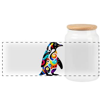 Pinguin - Panorama Keksdose mit Holzdeckel - Weiß - Vorne