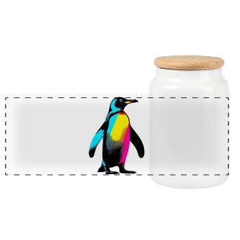 Pinguin - Panorama Keksdose mit Holzdeckel - Weiß - Vorne