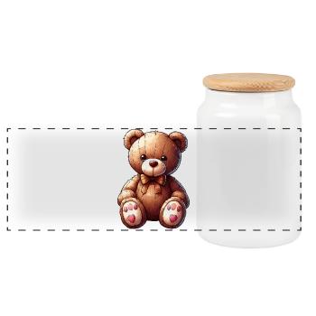 Orso Orsacchiotto Teddybär - Panorama Keksdose mit Holzdeckel - Weiß - Vorne