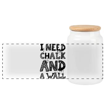 Chalk Boulder Klettern Wand lustige Sprüche Symbol - Panorama Keksdose mit Holzdeckel - Weiß - Vorne