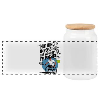 Joueur de tennis en fauteuil roulant design innovant - Boîte à biscuits avec couvercle en bois - blanc - Devant