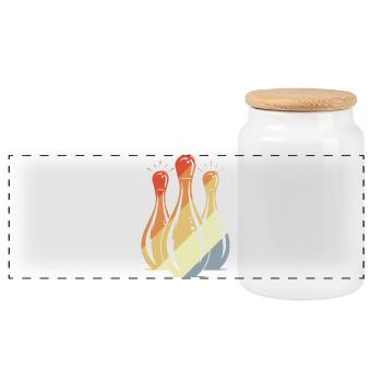 Bowling Grafik Retro Look - Panorama Keksdose mit Holzdeckel - Weiß - Vorne