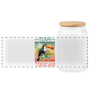 Oiseau Toucan - Boîte à biscuits avec couvercle en bois - blanc - Devant