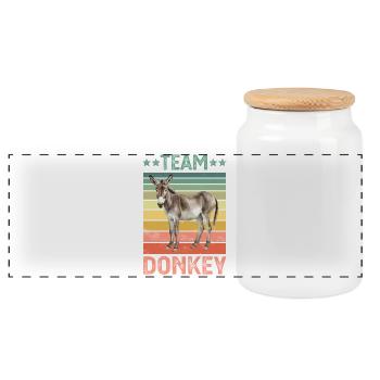 Esel - Panorama Keksdose mit Holzdeckel - Weiß - Vorne