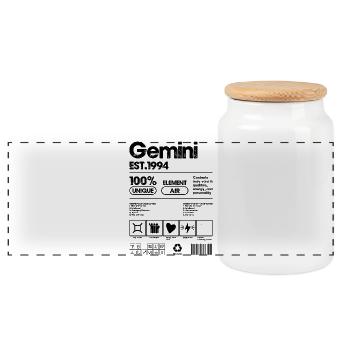 Imprimé noir minimaliste en blocs - Boîte à biscuits avec couvercle en bois - blanc - Devant