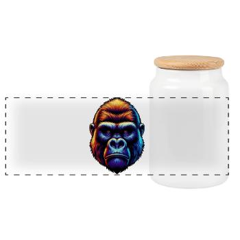 Gorilla - Panorama Keksdose mit Holzdeckel - Weiß - Vorne