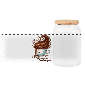Kaffee Tasse witzig Geschenk - Panorama Keksdose mit Holzdeckel - Weiß - Vorne