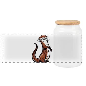 Loutre - Boîte à biscuits avec couvercle en bois - blanc - Devant