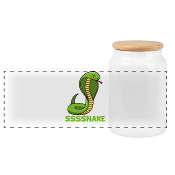 Snake manga - Panoramic Cookie Jar with Wooden Lid - white - Front