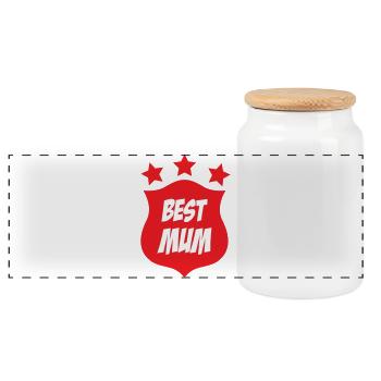 Meilleure Maman - Fête des Mères - Boîte à biscuits avec couvercle en bois - blanc - Devant