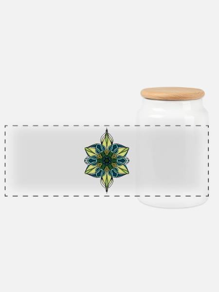 Ornament - Panoramic Cookie Jar with Wooden Lid - white
