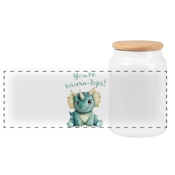 Triceratops Dinosaurier « Vous êtes des Tricera-tops ! » - Boîte à biscuits avec couvercle en bois - blanc - Devant