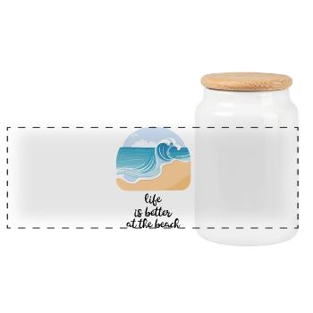 L’amour de la plage - Boîte à biscuits avec couvercle en bois - blanc - Devant