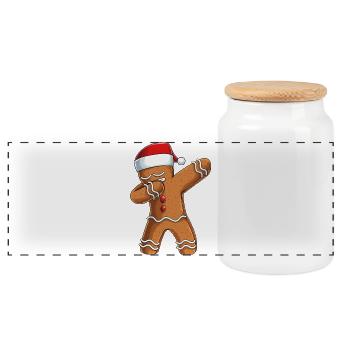 Christmas, Merry Christmas, Christmas Cookie - Panoramic Cookie Jar with Wooden Lid - white - Front