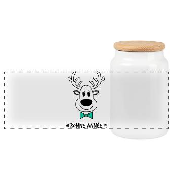 HAPPY NEW YEAR. BEST WISHES. NEW YEAR'S EVE - Panoramic Cookie Jar with Wooden Lid - white - Front