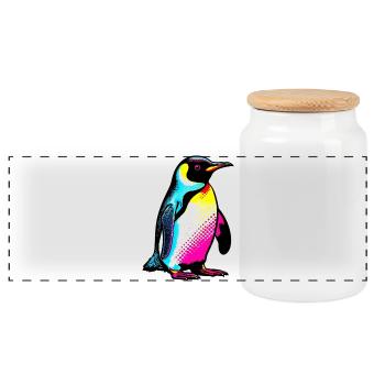 Pinguin - Panorama Keksdose mit Holzdeckel - Weiß - Vorne