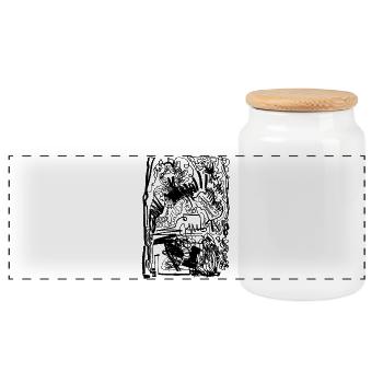 CHAOS - Panoramic Cookie Jar with Wooden Lid - white - Front