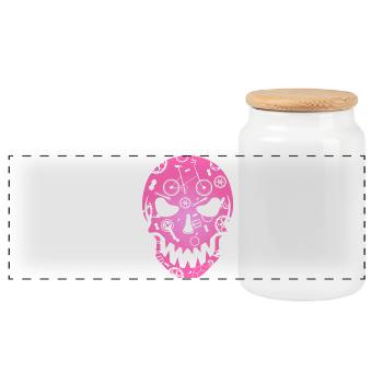 Klapprad Skull pink Shirt Fashion Totenkopf gothic - Panorama Keksdose mit Holzdeckel - Weiß - Vorne