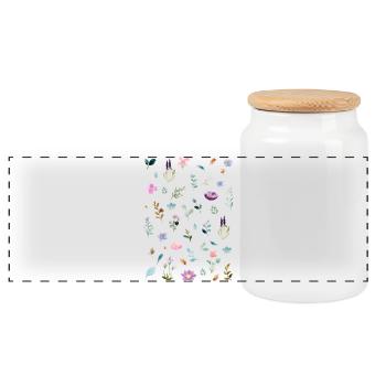 Aquarell Blumen auf Schwarz - Panorama Keksdose mit Holzdeckel - Weiß - Vorne