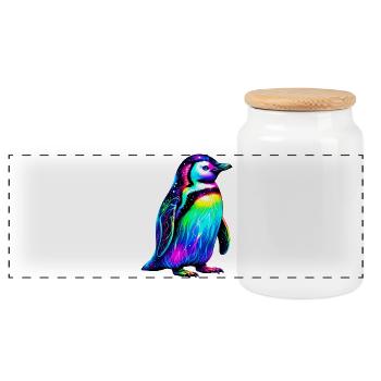 Pinguin - Panorama Keksdose mit Holzdeckel - Weiß - Vorne