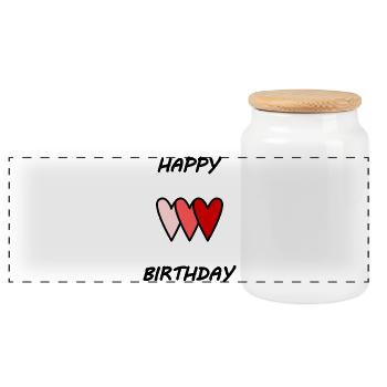 100. 100 YEARS. 100th ANNIVERSARY. BIRTHDAY 100 - Panoramic Cookie Jar with Wooden Lid - white - Front