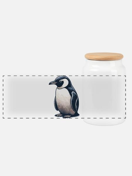 Pingu - Panorama Keksdose mit Holzdeckel - Weiß