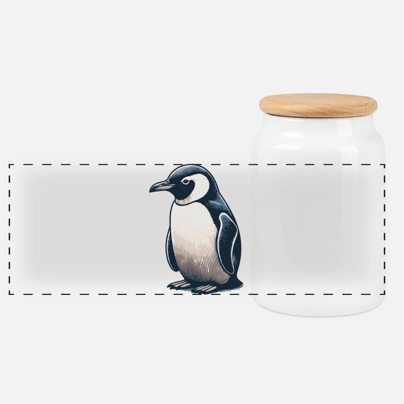 Pingu - Panorama Keksdose mit Holzdeckel - Weiß