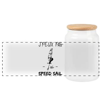 j'peux pas j'ai speed sail - Boîte à biscuits avec couvercle en bois - blanc - Devant