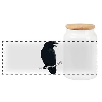 Black Raven - Panoramic Cookie Jar with Wooden Lid - white - Front