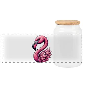 Flamant - Boîte à biscuits avec couvercle en bois - blanc - Devant