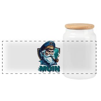 MOIN - Grim Captain with Whistle - Panoramic Cookie Jar with Wooden Lid - white - Front