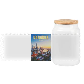 Bangkok, Thaïlande - Boîte à biscuits avec couvercle en bois - blanc - Devant