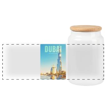 Dubai Skyline – Wüstenmetropole - Panorama Keksdose mit Holzdeckel - Weiß - Vorne