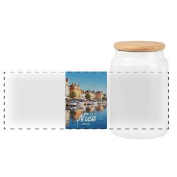 Nice Hafen von Nizza - Panorama Keksdose mit Holzdeckel - Weiß - Vorne