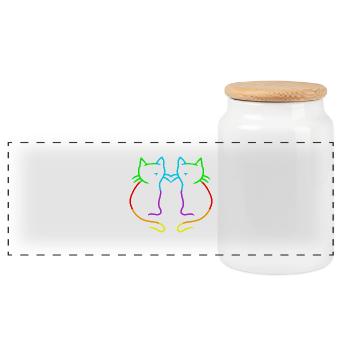 Chats arc-en-ciel LGBT Gay Pride - Boîte à biscuits avec couvercle en bois - blanc - Devant