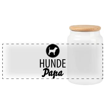 Papa chien - Boîte à biscuits avec couvercle en bois - blanc - Devant