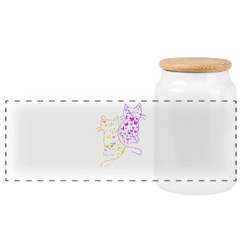 Années 80 Chats Chat Papillons Insectes - Boîte à biscuits avec couvercle en bois - blanc - Devant