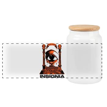 Occult landmark – eyes that see - Panoramic Cookie Jar with Wooden Lid - white - Front