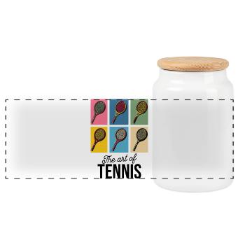 The Art of Tennis Pop Art Racket Shirt - Panoramic Cookie Jar with Wooden Lid - white - Front