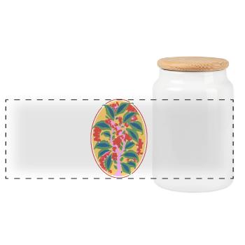 Abstract Flowers – Vivid Nature Illustration - Panoramic Cookie Jar with Wooden Lid - white - Front