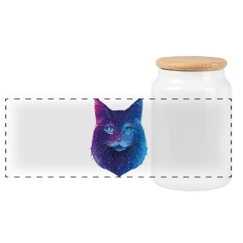 Galaktische Katze - Panorama Keksdose mit Holzdeckel - Weiß - Vorne