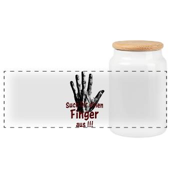 Such Dir einen Finger aus!!! - Panorama Keksdose mit Holzdeckel - Weiß - Vorne