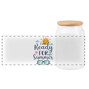 I am Ready for Summer - Panoramic Cookie Jar with Wooden Lid - white - Front