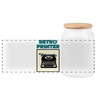 Retro printer - Panoramic Cookie Jar with Wooden Lid - white - Front