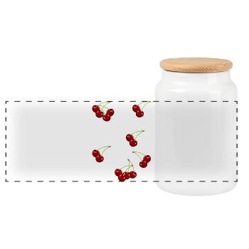 80s 90s Cherry Fruit Fruit Fruit - Panoramic Cookie Jar with Wooden Lid - white - Front