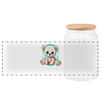 80s 90s Teddy Retro Teddy Bear Bear Bears Kids - Panoramic Cookie Jar with Wooden Lid - white - Front
