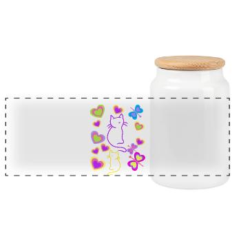 Chats de l’ancienne école chat des années 80 Rétro enfants enfant - Boîte à biscuits avec couvercle en bois - blanc - Devant