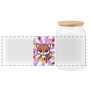Retro Fuchs Füchse Kinder Kind Baby Vintage - Panorama Keksdose mit Holzdeckel - Weiß - Vorne