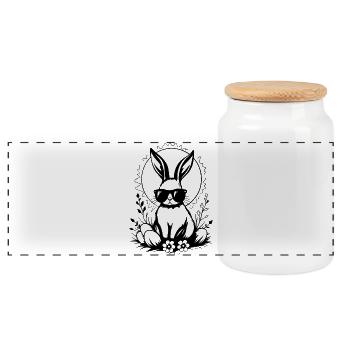 Ostern - Cooler Hase mit Sonnenbrille und Eier - Panorama Keksdose mit Holzdeckel - Weiß - Vorne