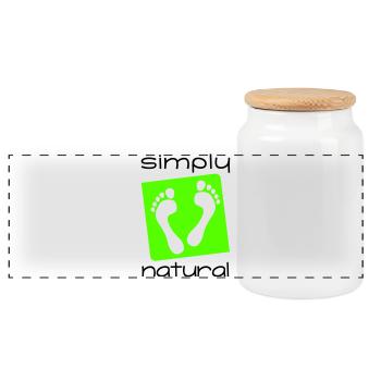 einfach barfuß | simply barefoot simply natural 2C - Panorama Keksdose mit Holzdeckel - Weiß - Vorne